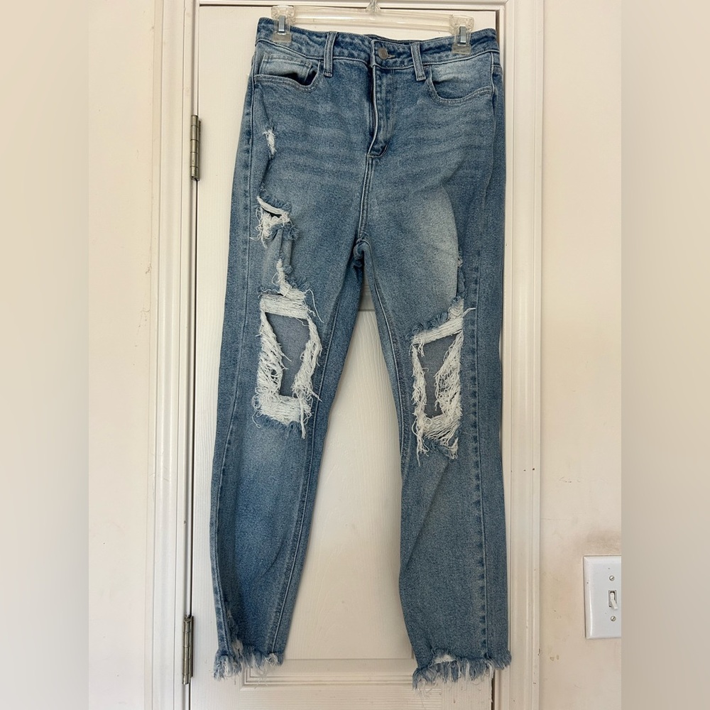 Cello Medium Blue Ripped Boyfriend Jeans